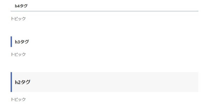hタグの見出しの例