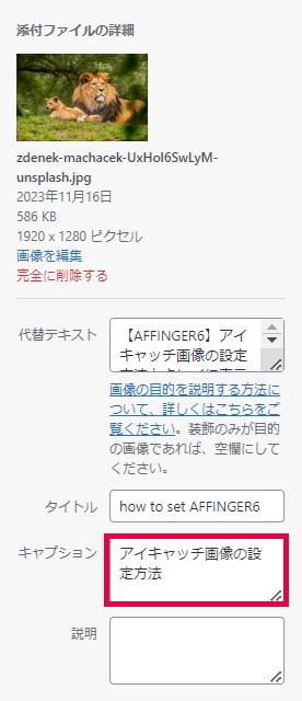 WordPress画像にキャプションを設定する方法