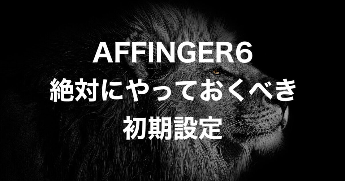 【初心者向け】AFFINGER6で絶対にやっておくべき初期設定方法