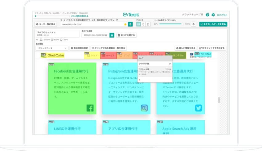 sitestのクリック（タップ）データ